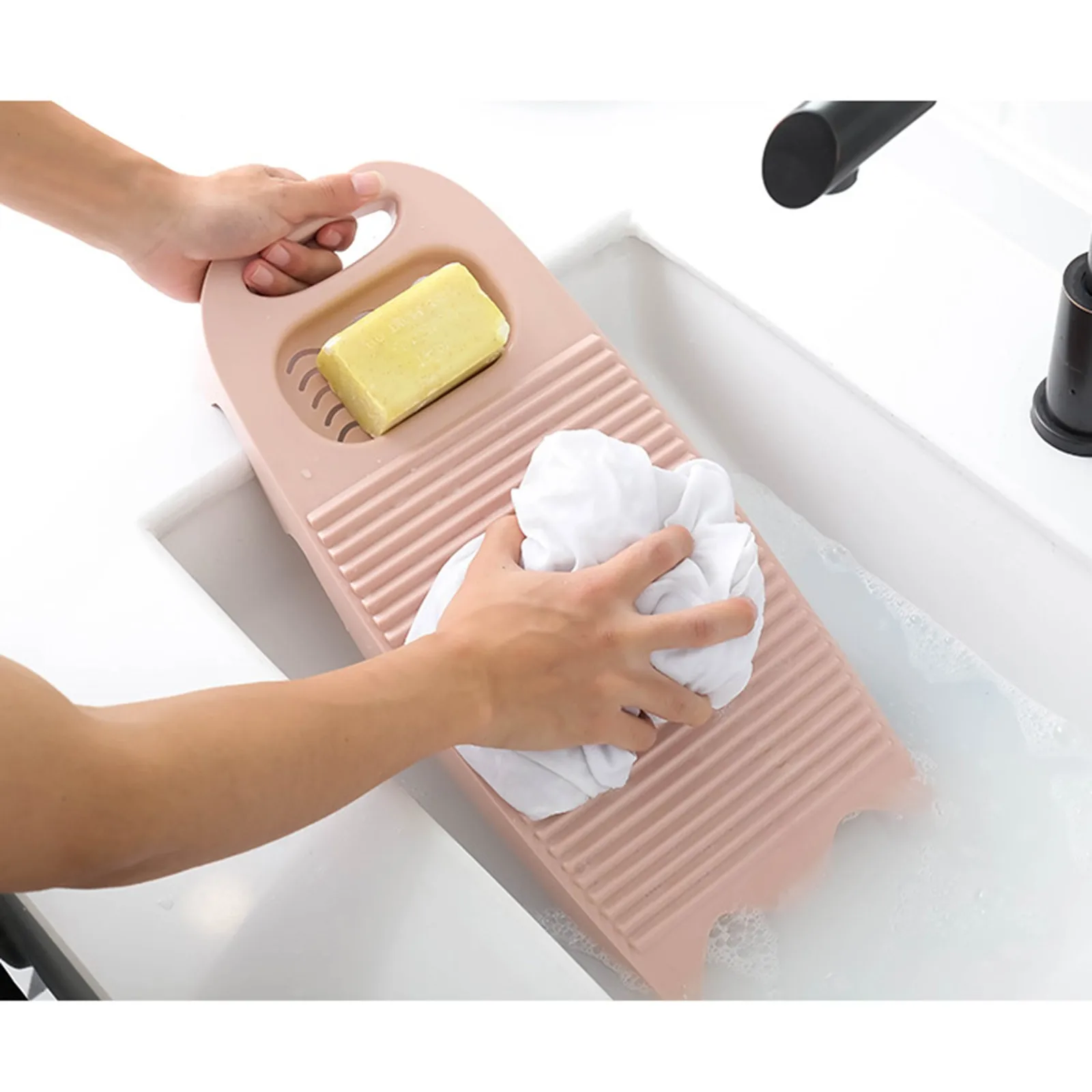 Wash Board Thickened Hand Wash Laundry Boards Dirty Clothes Washboard with Soap Holder Design for Underwear Lingerie Cleaning