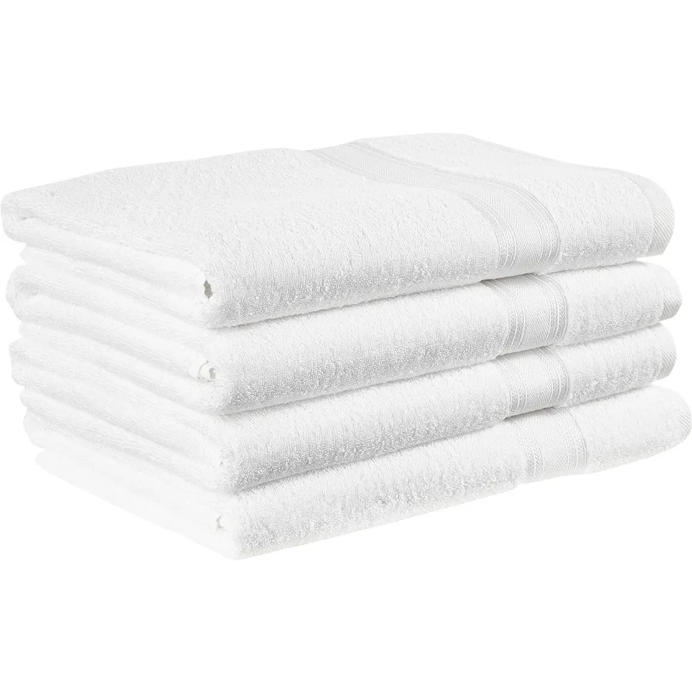 

Super Absorb 100% Zero Twist Oversized Bath Sheets Towel White (Pack of 4) Freight Free Bath Towels for the Body Bathrobe Home