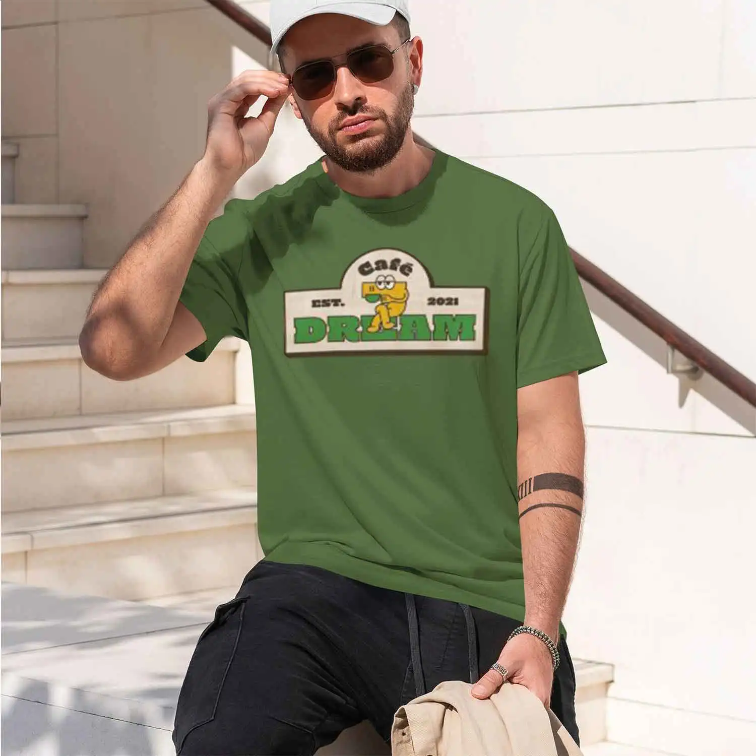 Cafe 7 eam Logo NCT EAM 2026 New Model Men’s Short-sleeve crewneck T-Shirt Classic Casual Multiple Colors and Sizes for Daily We view 5