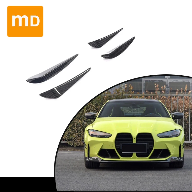 For BMW 3 4 Series G80 M3 G82 M4 2D 4D 2021-2022 Carbon Fiber Front Bumper Decorative Fangs Body Kit Guard Car Accessories