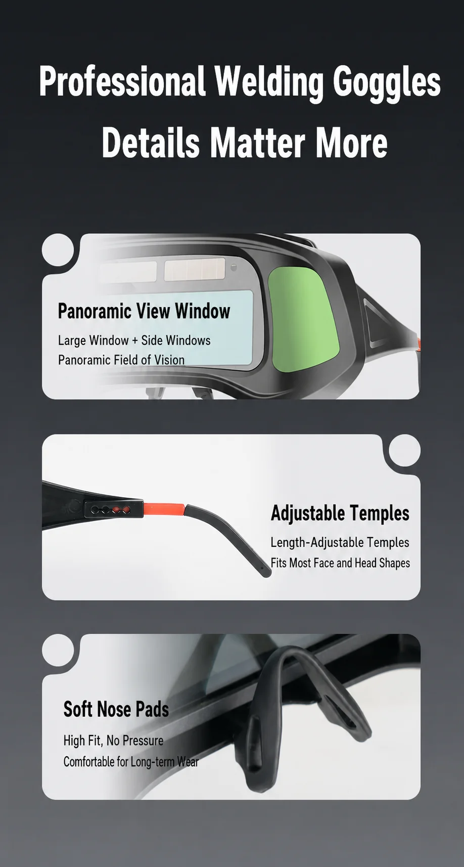 Dunkelnde Argon-Lichtbogenschweißbrille Schweißschutzbrille Echtfarben-Linse Einstellbare Sicherheits-Schweißbrille Starker Lichtschutz Augenschutzbrille – Detail 13