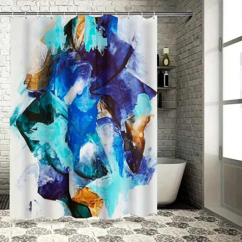 

Современный декор для ванной комнаты, синий, белый, абстрактный принт, занавеска для душа для ванны или ванны, тканевые занавески для душа с