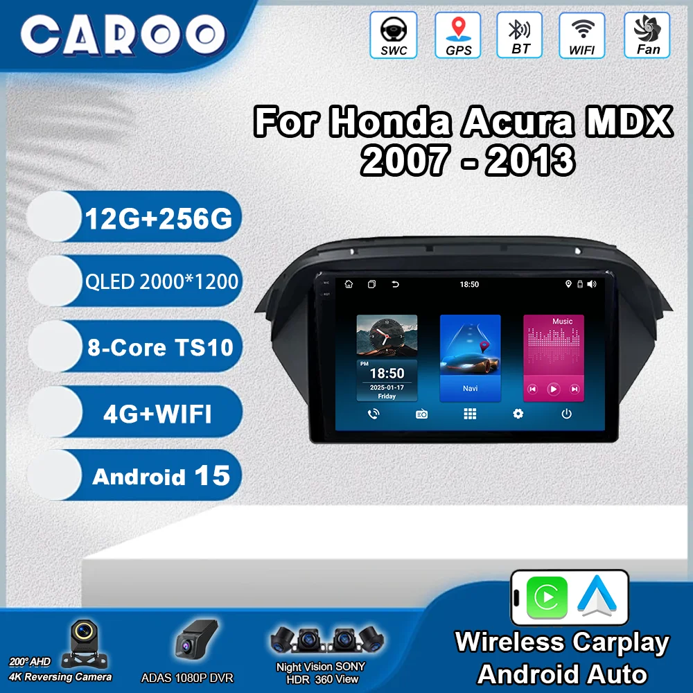 

Автомобильная стереосистема Android 15 для Honda Acura MDX 2007-2013, авторадио, мультимедийное головное устройство, навигация, GPS-монитор, сенсорный экран, DVD BT