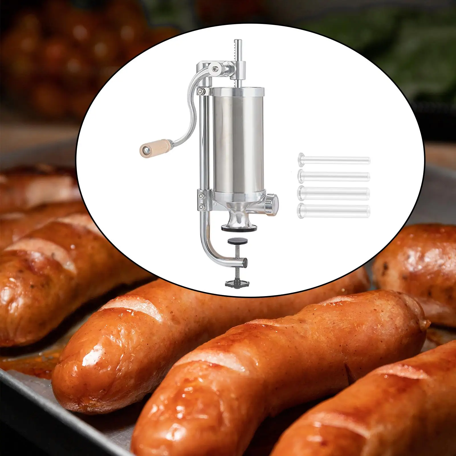 Sausage Maker 2.5lbs 4 Sausage Nozzle Attachments Sausage Meat Filling Tools