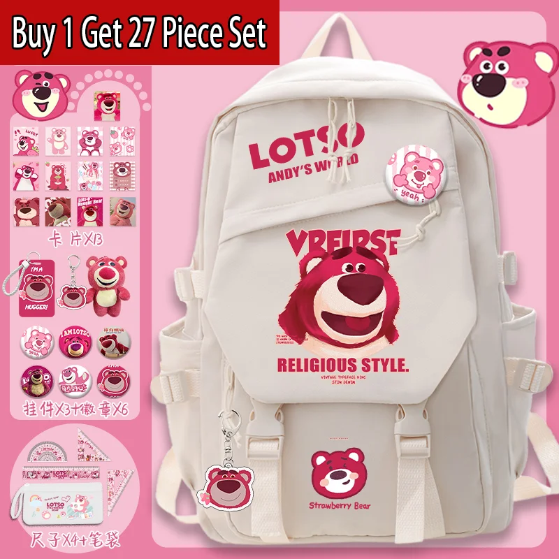 

Disney Strawberry Bear Women's School Backpack - 2025 New Model, High-Quality, Cute, Lightweight, and Stylish School Bag for