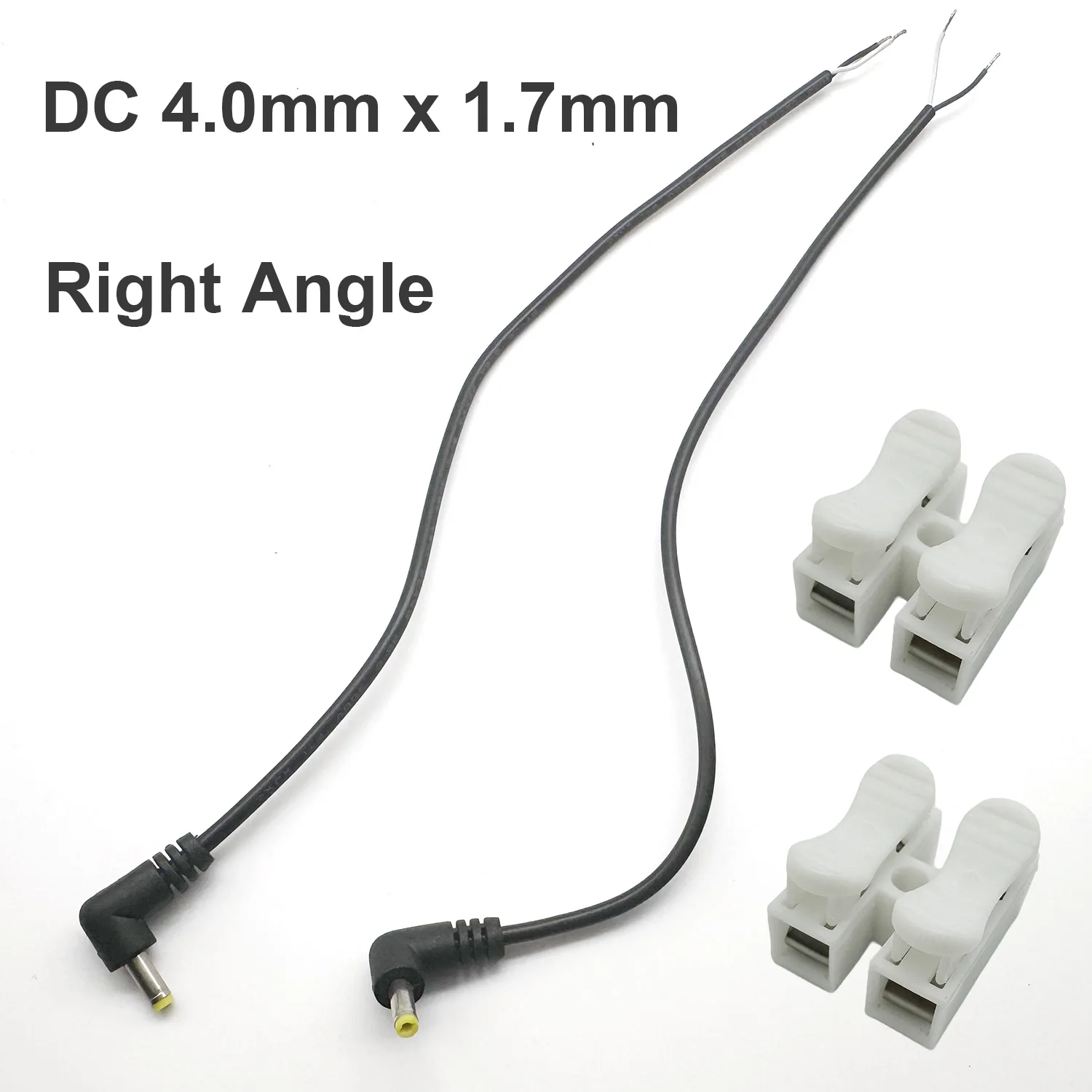 Câble d'alimentation cc à Angle droit, 2 pièces, 4.0mm 1.7mm, prise à 90 degrés 12V 24V pour caméra de vidéosurveillance, bande lumineuse LED, routeur, cordon d'alimentation pour caméra de tableau de bord
