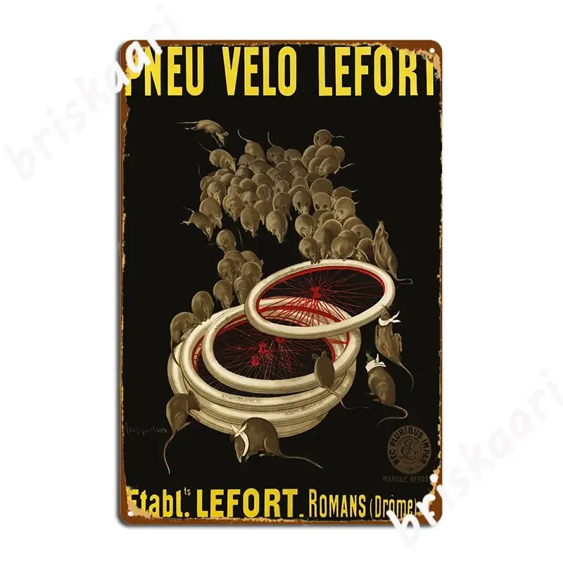 Pneu Velo Lefort Tires 1911 Poster Metal Plaque Retro Wall Cave Plates Home Tin Sign Poster