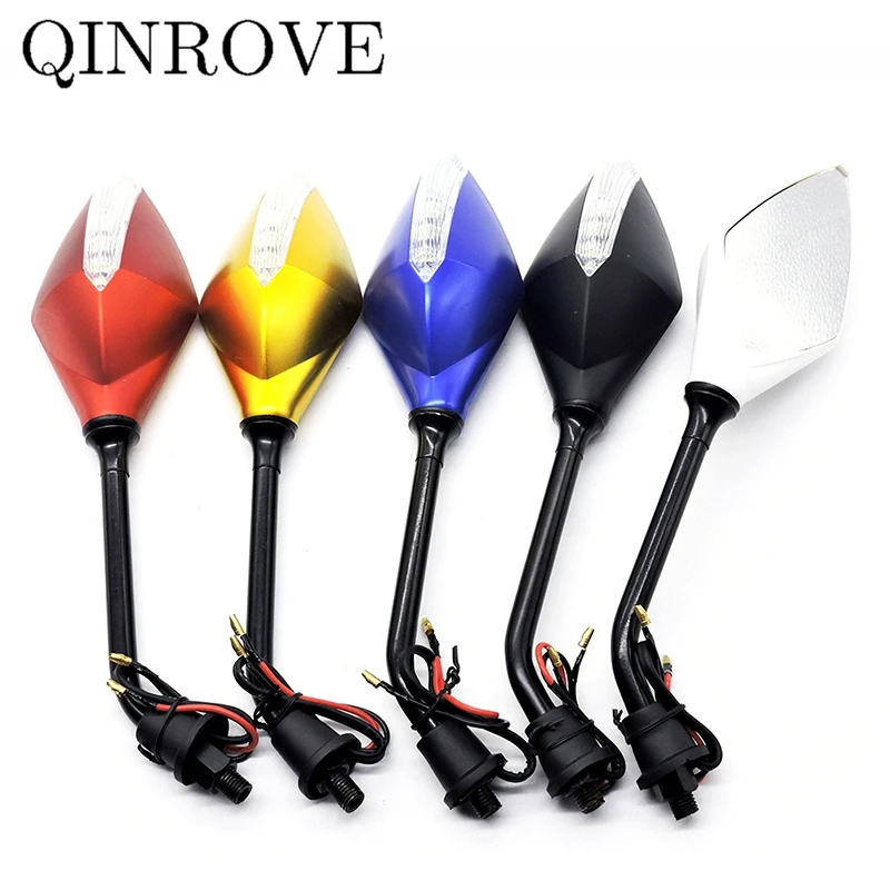 

Зеркало заднего вида для мотоцикла 8/10 мм со светодиодной подсветкой, боковые зеркала, универсальное для Suzuki SV400 DR350 DCL250 Yamaha FZ-6N/S MT07 MT09