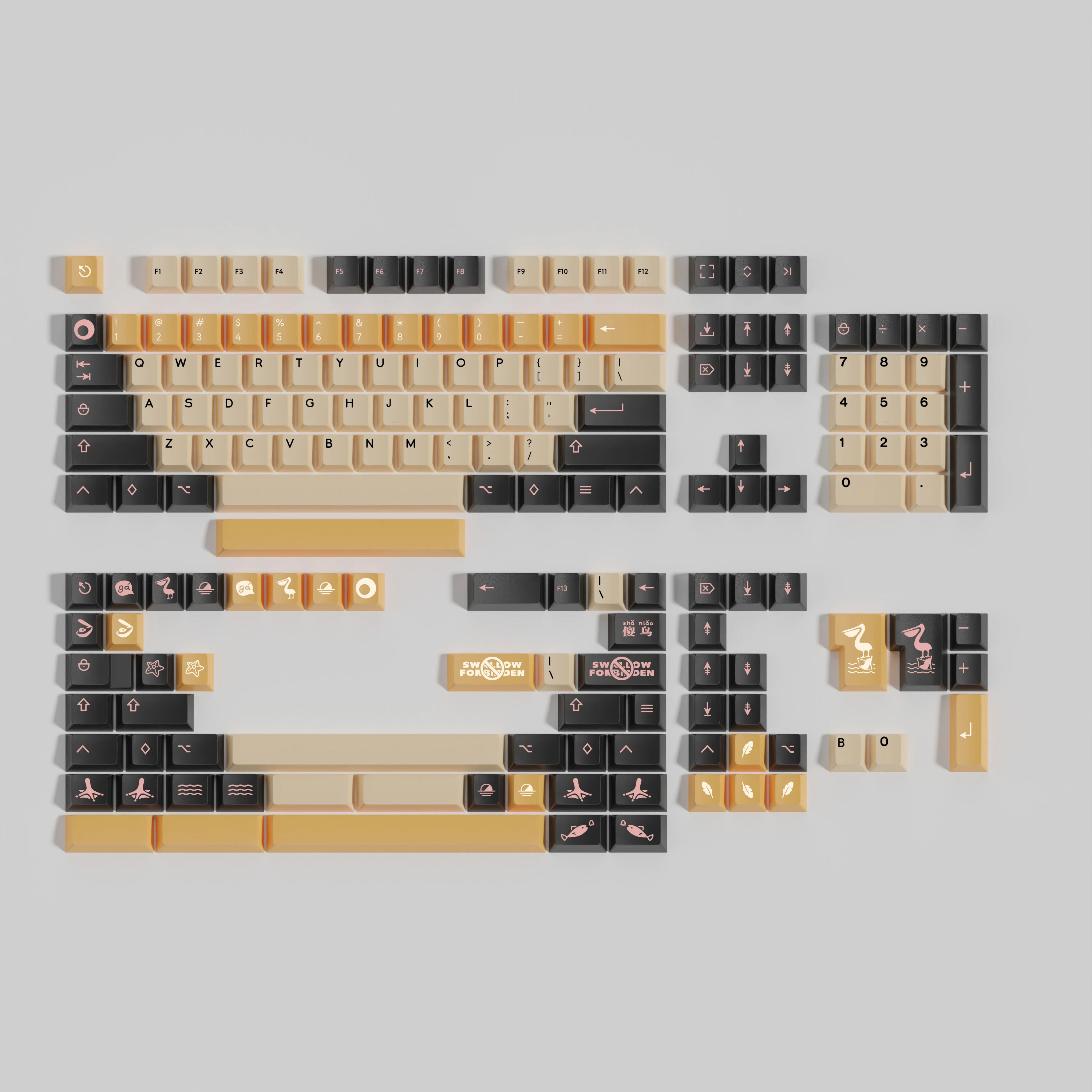 البجع موضوع keycap لوحة المفاتيح المخصصة pbt التسامي الارتفاع الأصلي غطاء المفاتيح سبليت الفضاء
