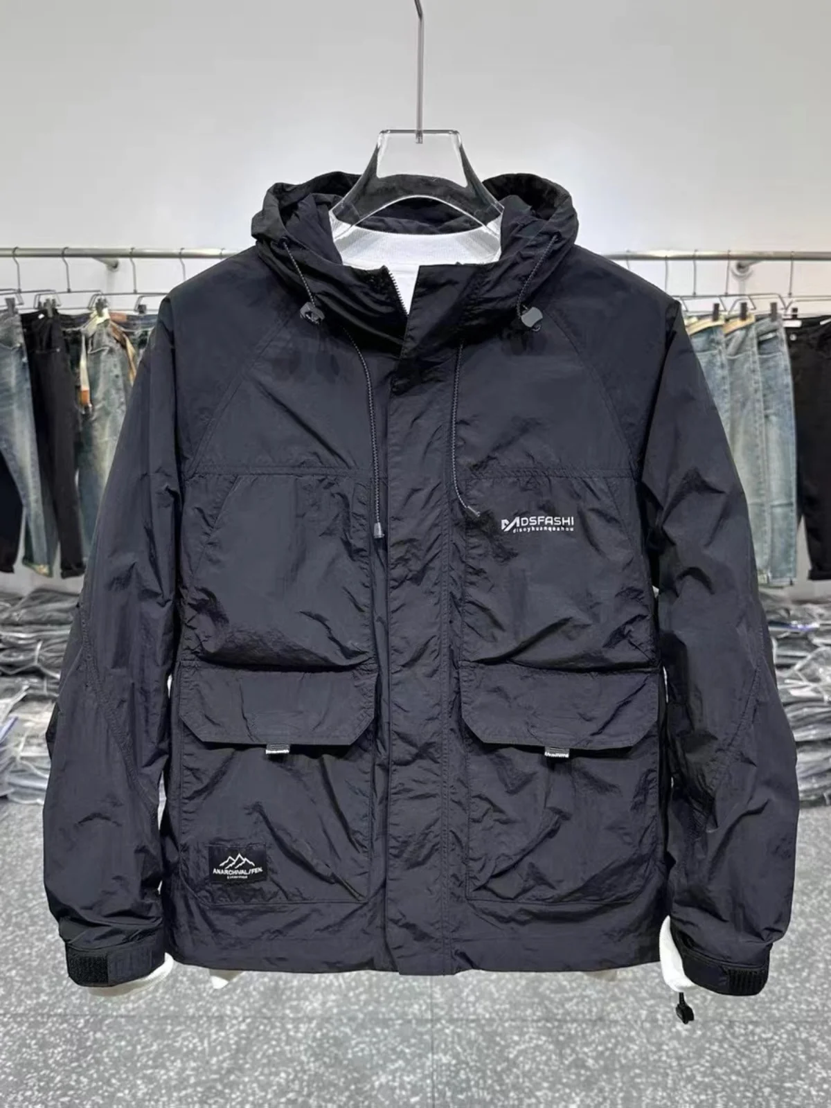 

Мужская солнцезащитная одежда большого размера с капюшоном, легкая повседневная уличная одежда, весна-лето, новинка, молодежная мода