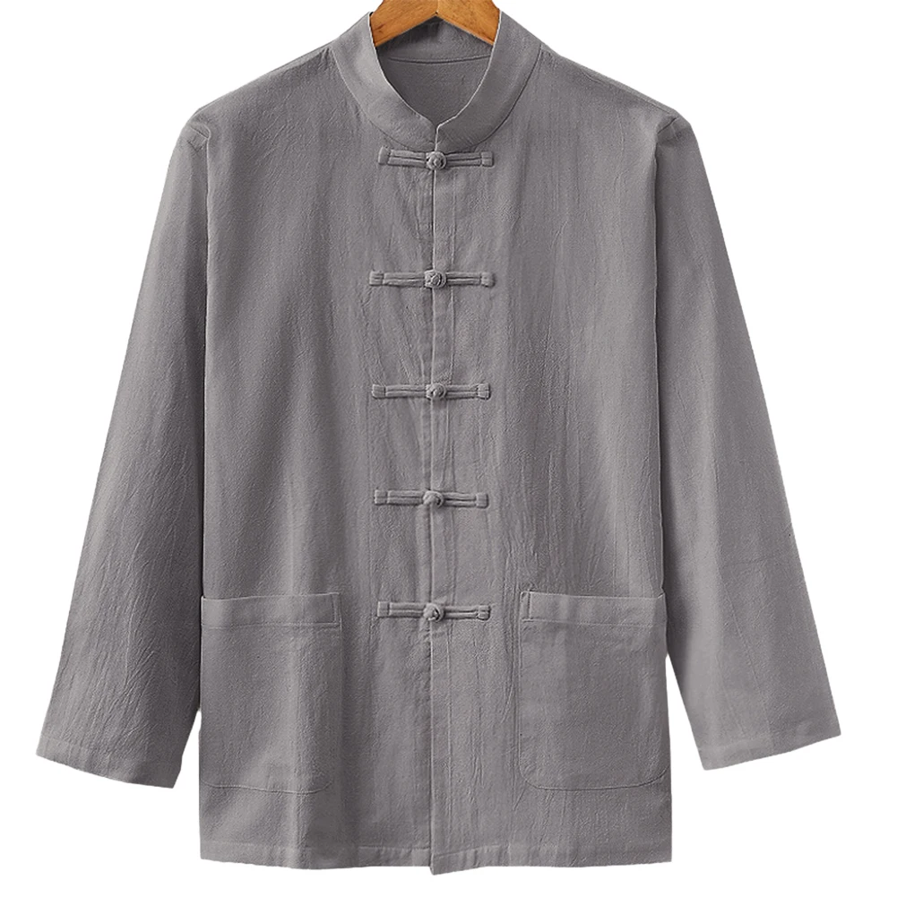 

Man Accessories Shirt Chinese Traditional Cotton Linen Kung Fu Tai Chi Coat Long Sleeve Uniform Jacket Clothing For Man
