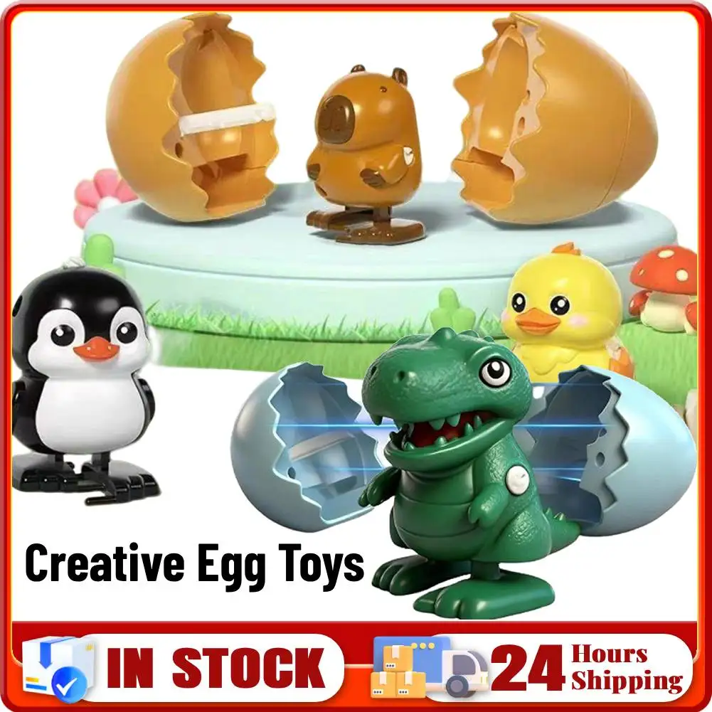 

Creative Bouncing Egg Toys Clockwork Toys Wind-Up Surprise Egg Party Favors Rotate The Egg To Hatch A Walking Animal for Easter