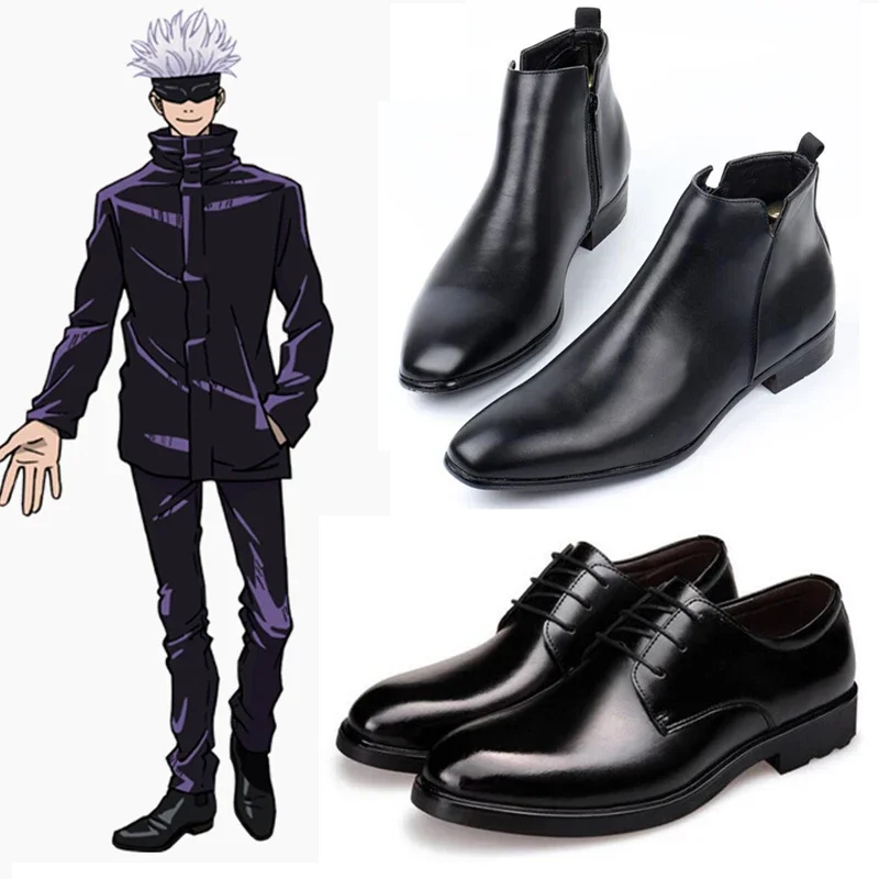 Zapatos de Cosplay de Anime Jujutsu Gojo Satoru, botas de cuero negro para adultos, accesorios para disfraces de Halloween, Unisex