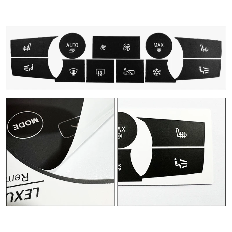 Car AC Control Button Knob Repair Sticker Decals for BMW X5 E70 2006-2013 X6 E71 2008-2014 PVC Black Button Decal Replacement