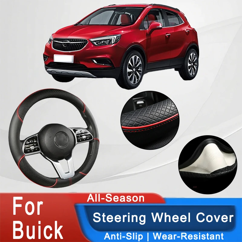 

For Buick Series 38cm Car Leather Steering Wheel Cover- Anti-Slip, Wear-Resistant, All-Season, Universal | Cubre Volante Auto