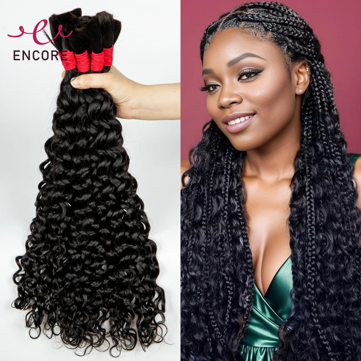 

26 Inches Natural Human Hair Bulk Water Wave No Weft Hair Bundles for Braiding 100% Virgin Hair Bulk for Boho Braided Extensions