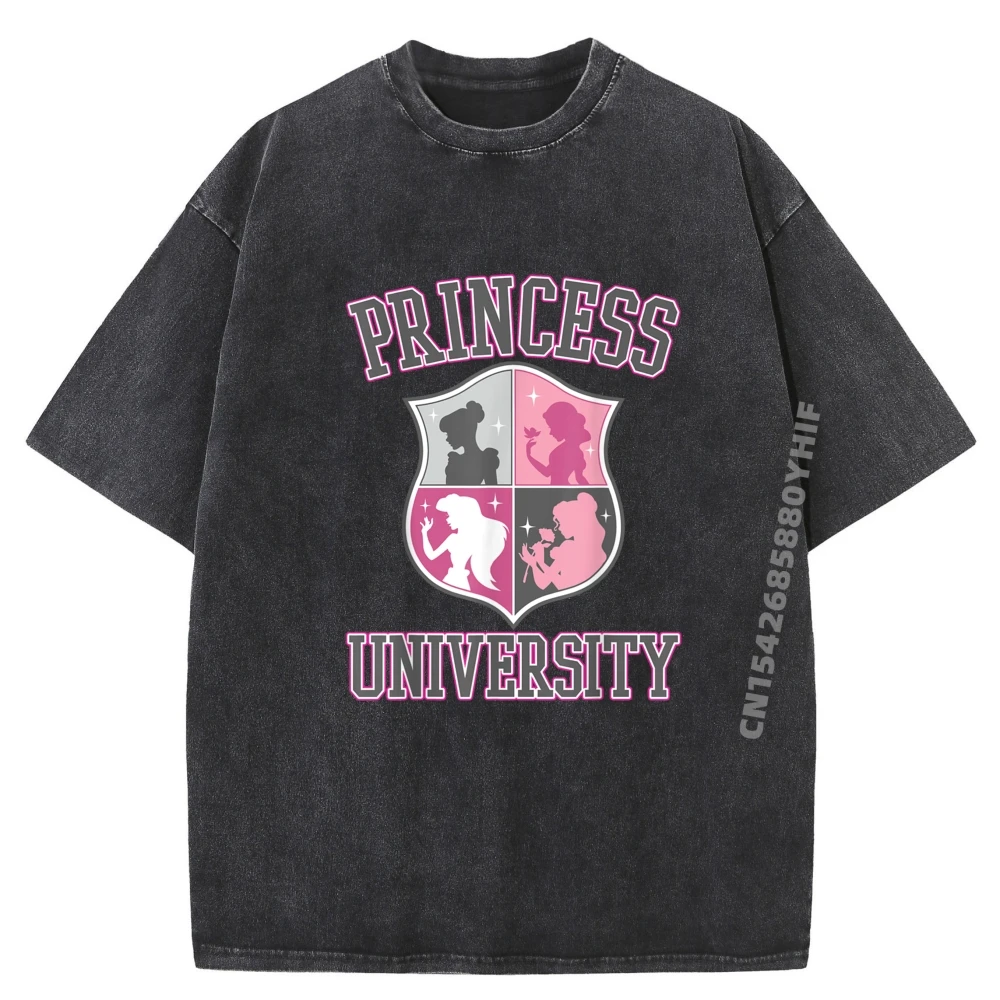 

Princess University College Text Tees Classic T-shirts Men Normal Graphic T Shirt Mens Leisure Washed Clothes