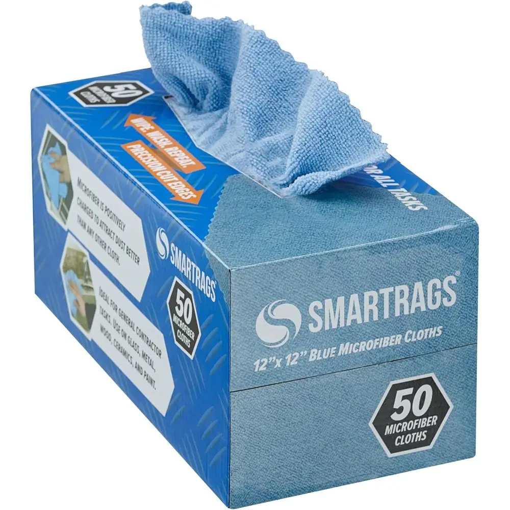 

Microfiber Cleaning Cloths, Pack of 50, Lint-Free, 180 GSM, Reusable Towels for Auto, Office, and Household, 12x12 inches, Blue