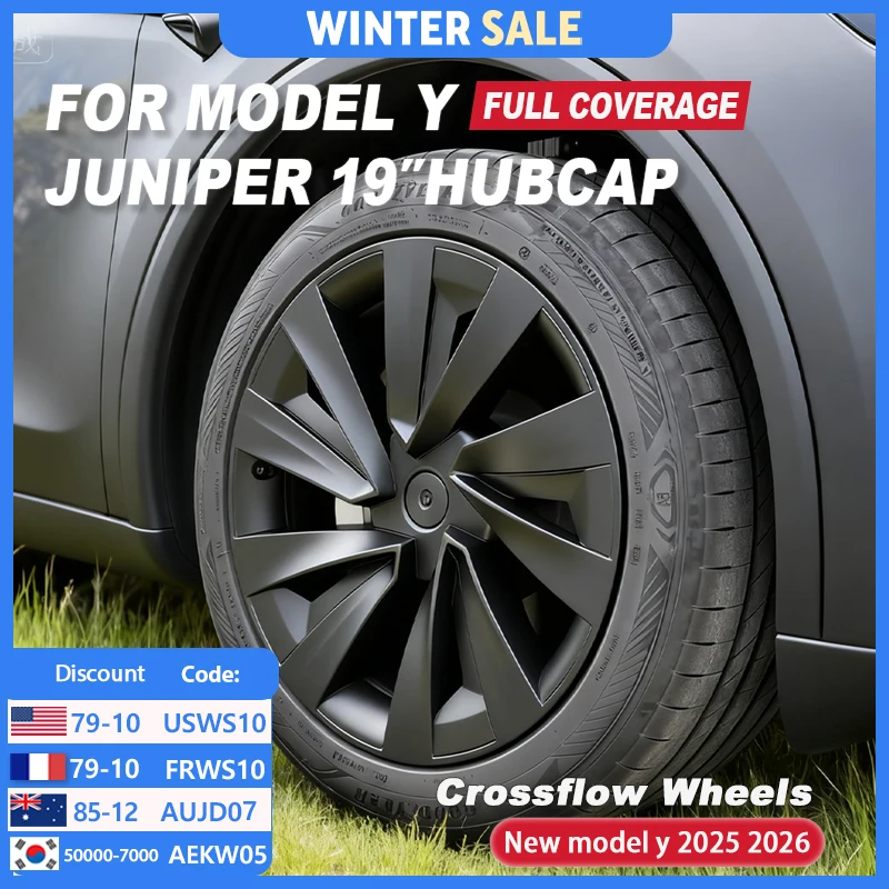 

4PCS Wheel Cover 19 Inch for Tesla Model Y Juniper Hub Cap Performance Replacement Crossflow Wheels Cap 2025 Full Rim Accessorie