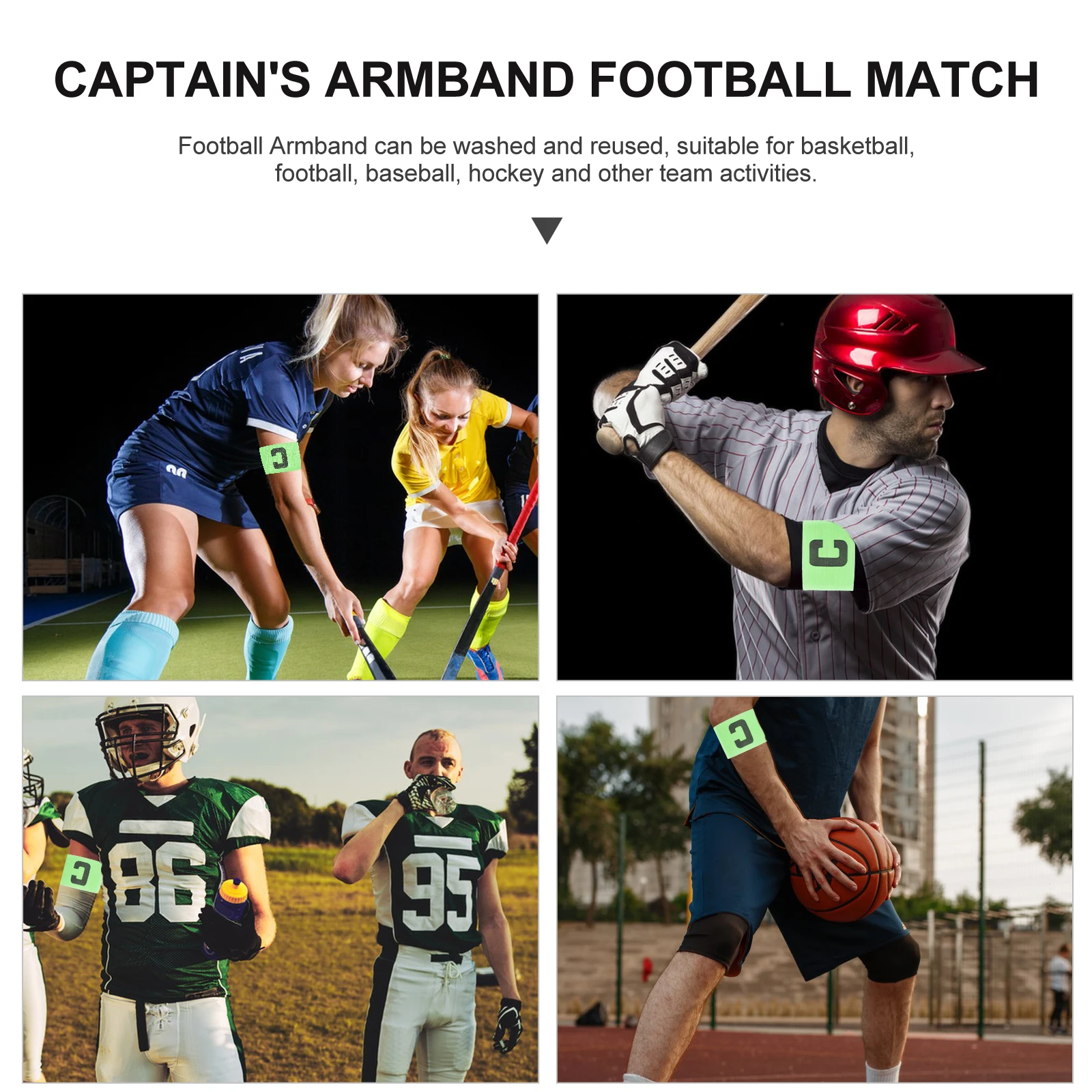 6pcs Captain Armband Football Team Leader Band Durable Nylon Washable Reusable For Soccer Basketball Hockey Outdoor Sports