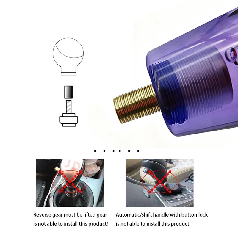 15cm Transparenter Bubble-Acryl-Schaltknauf Universeller Gangschaltknüppel mit M8 M10 M12 Messingadaptern für Manuelle und Automatische Fahrzeuge – Detail 5