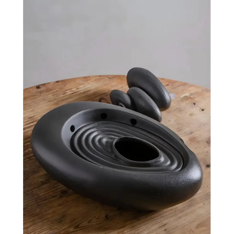 custom.Black Ceramic Tabletop Fountains Circulating Waterfall Ceramic Feng Shui Living Room & Office Desktop Humidifier