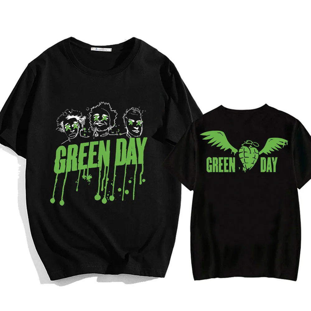 Green Day Saviors Band T Shirt Back Printing Hip Hop Cotton Tee-shirt Short Sleeve Gothic Grunge Tshirt Ropa Hombre O-neck Tees