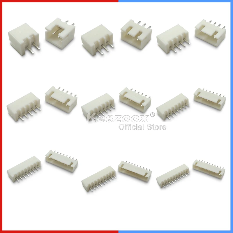 

Keszoox JST XH2.54mm 2.54mm Pitch Connector, Vertical Socket Terminal, 2–12 Pin SMD Header Wire Adapter