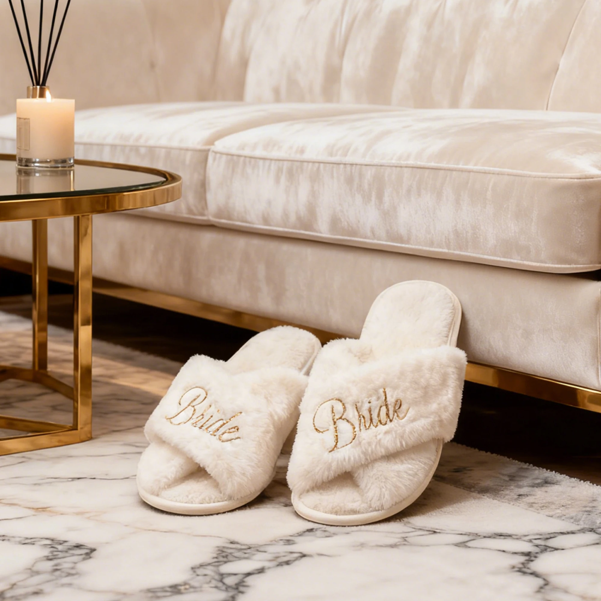 Custom White and Pink Plush Bridal Slippers, Plush Cross Slippers, Bridal Shower, Personalized Wedding Plush Slippers image 3
