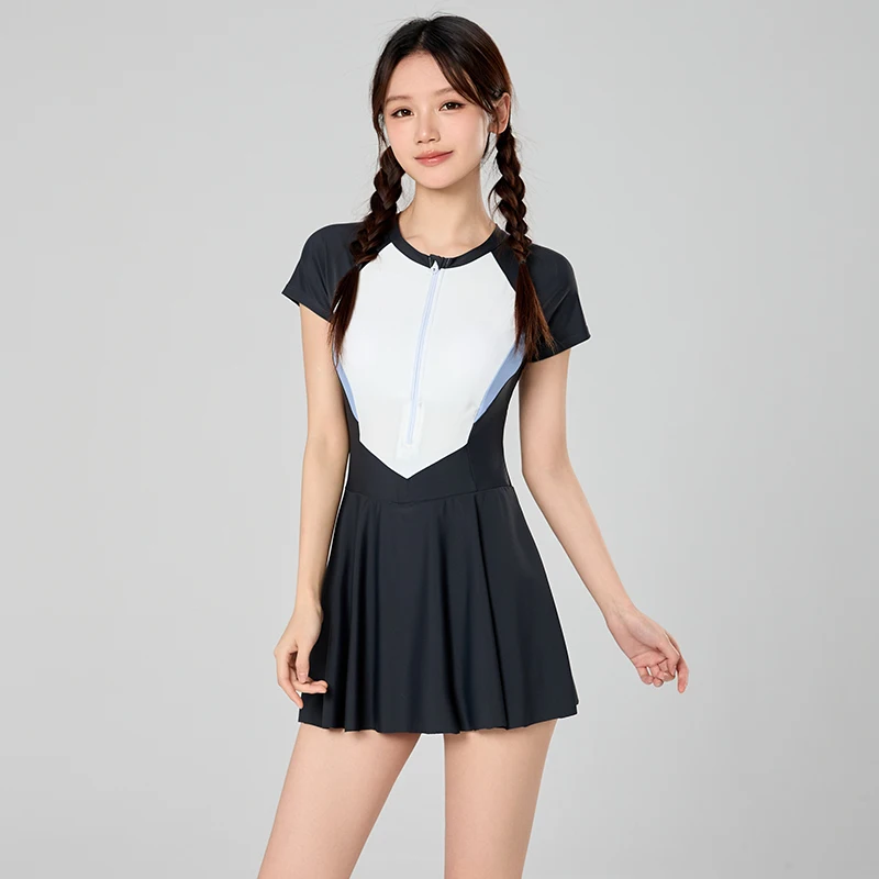 Costume da bagno per ragazze Costume da bagno intero per bambini con gonna Costume da bagno a maniche corte 8-14 Costume da bagno estivo Sport da spiaggia