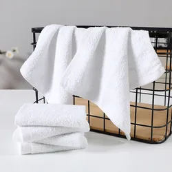 4 Adet 28x28 cm Küçük Kare Beyaz Yumuşak Havlu Pamuk Yumuşak Emici Otel Çok Fonksiyonlu Temizlik El Havlusu