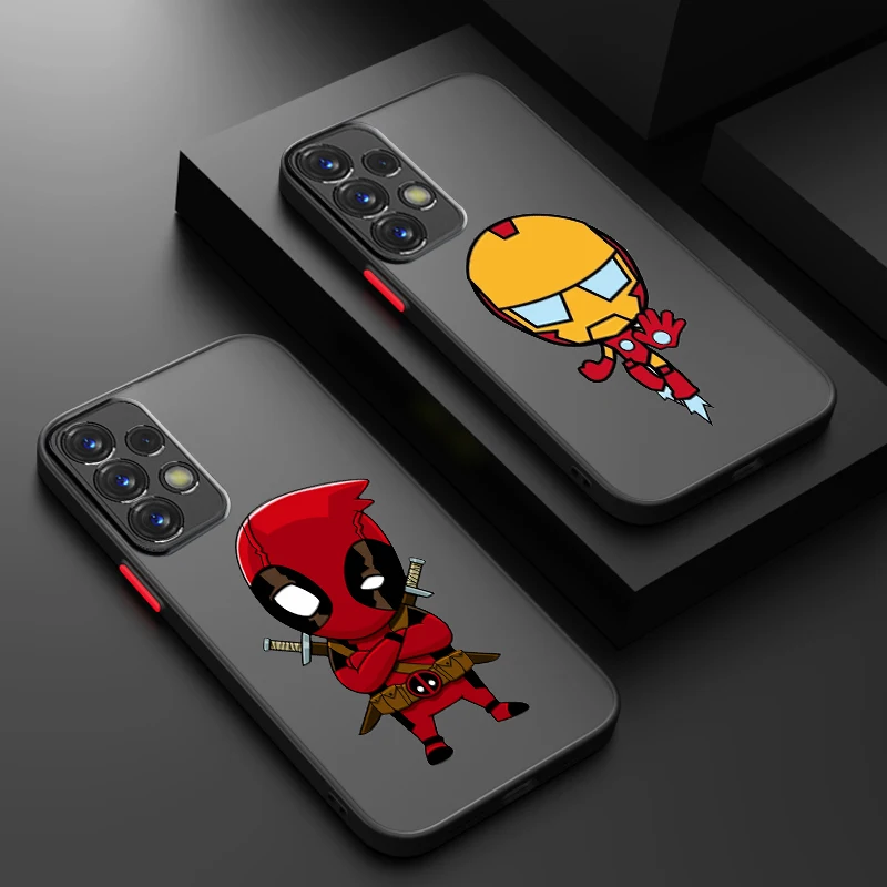 SpiderMan Deadpool Heroic Anime Frosted Translucent For Samsung Galaxy S24 S23 S22 S21 S20 FE S10 S9 S8 Plus Ultra Pro 5G Soft