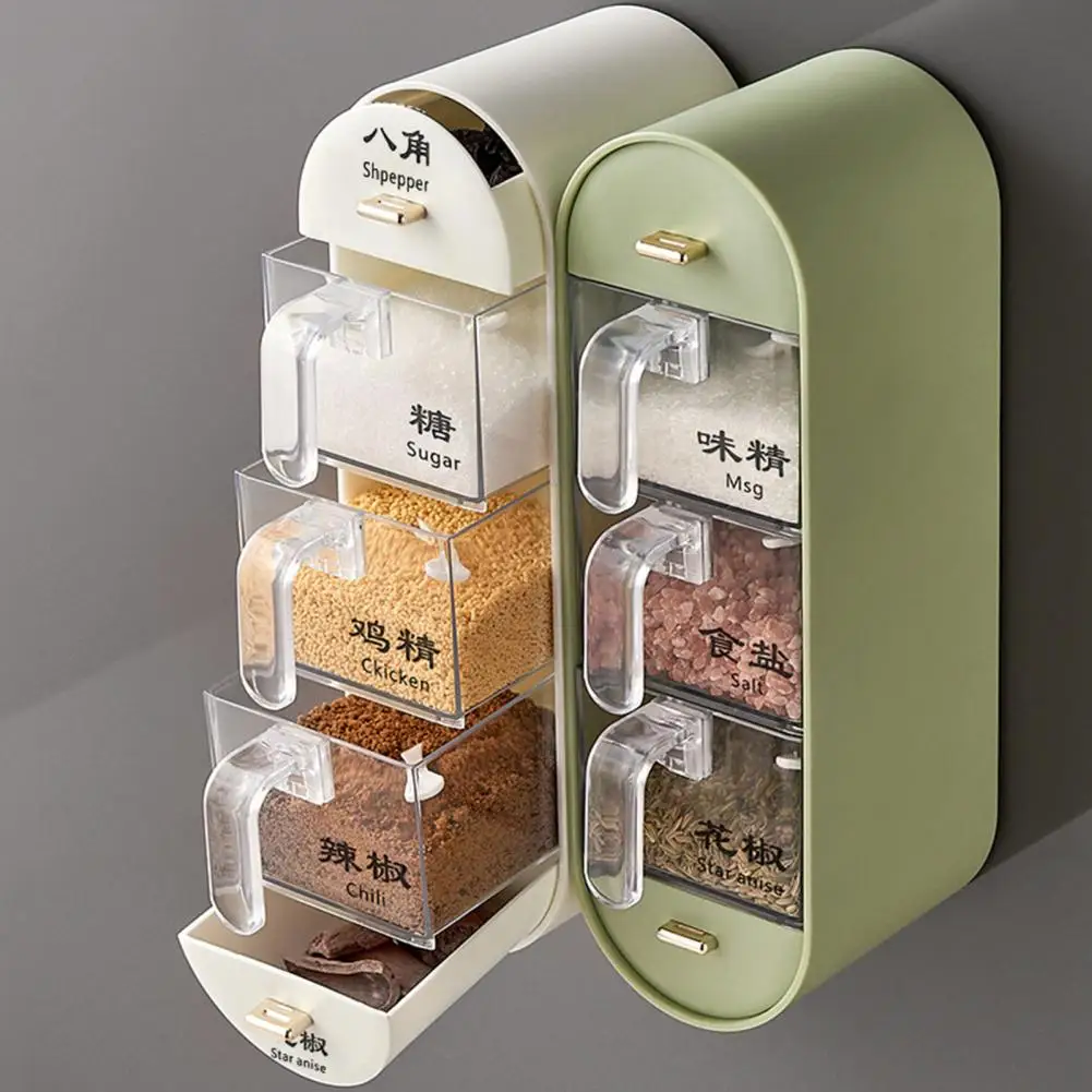 Practical Condiment Container Lightweight Seasoning Box Integrated Wall Mounted Seasoning Box  Storage