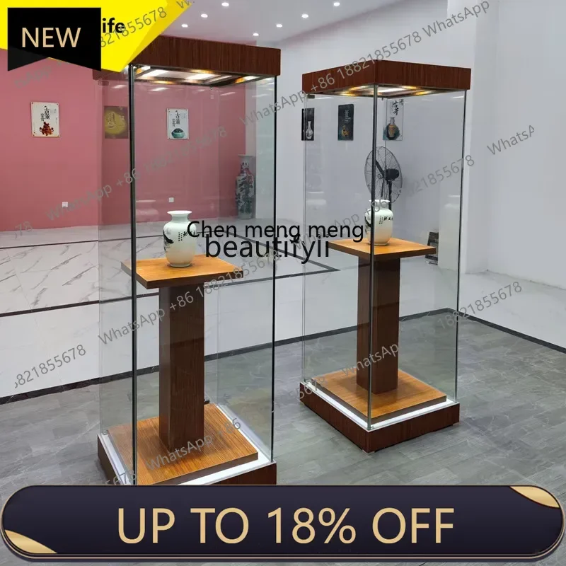 

P178 Glass Display Cabinet Lacquered Exhibition Cabinet Statue Cultural Relics Solid Wood Display Cabinet
