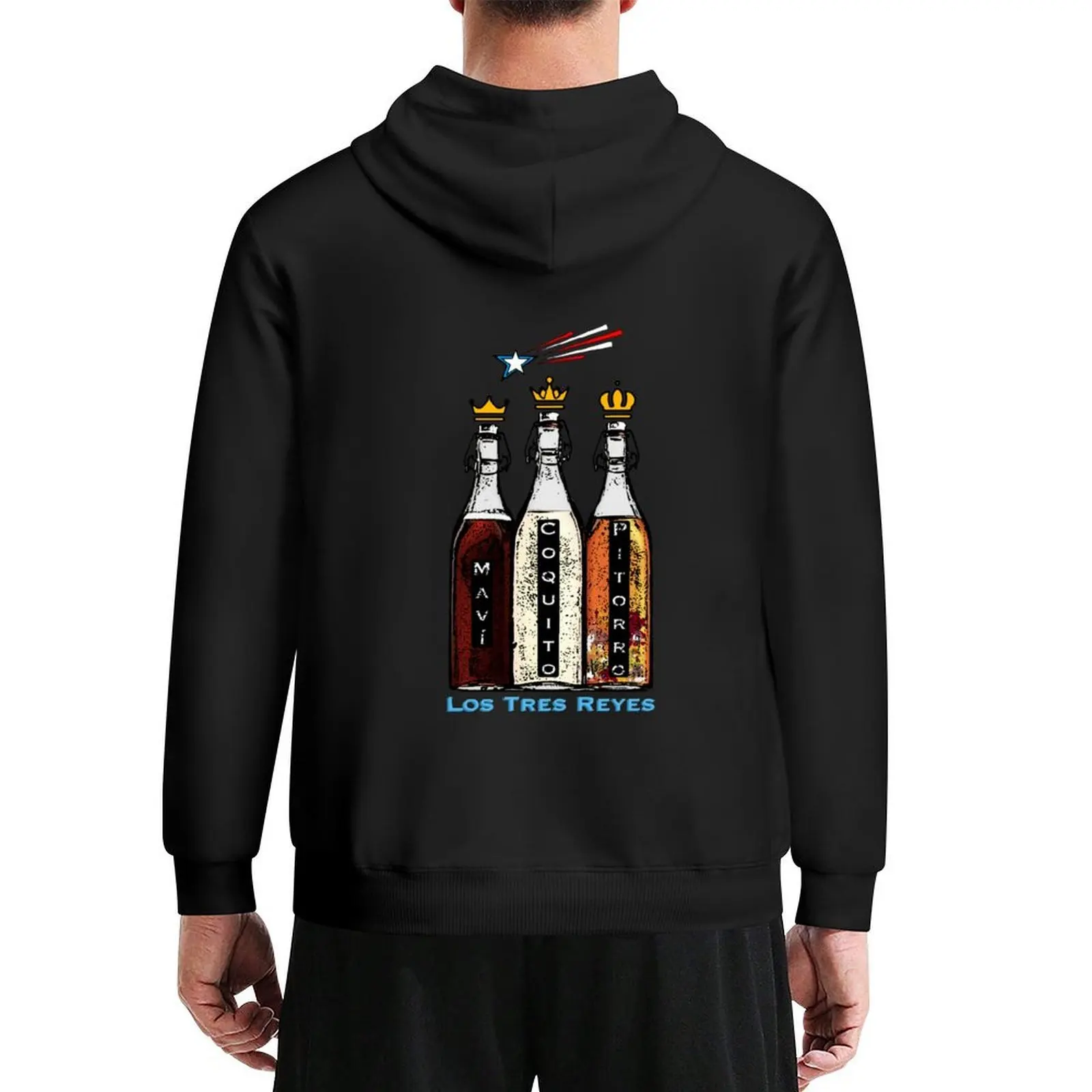 

Los Tres Reyes Puerto Rico Mavi, Coquito, Pitorro, Boricua Traditional Drinks Hoodie men's autumn clothes oversized hoodie