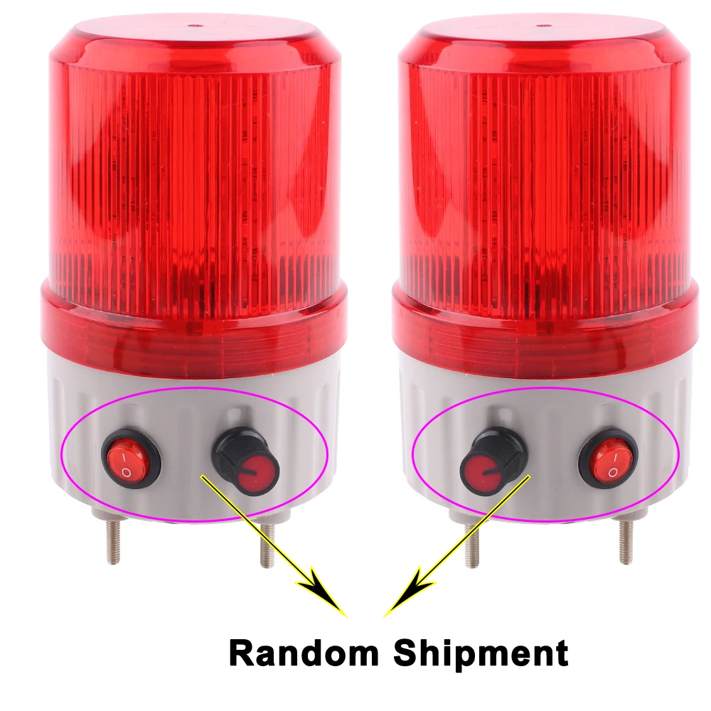 Volume Adjustable Alarm Light Rotating Flashing LED Lamp With Sound Warning Light AC110V 220V DC12V24V Red Light On Off