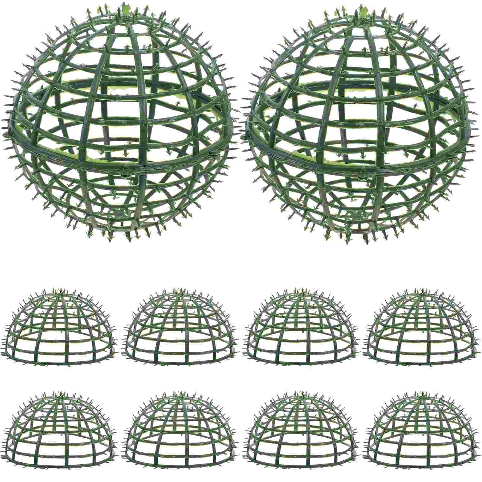 6 Pcs Boxwood Ball Frame Flower Arrangement Green Garland Grass Rack Shelf Artificial Bouquet Cage Plastic