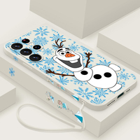 Frozen Kind hearted personality Olaf Phone Case For Samsung S25 S24 S23 S22 S21 S20 S10 Plus Lite Ultra FE Liquid Left Rope Soft