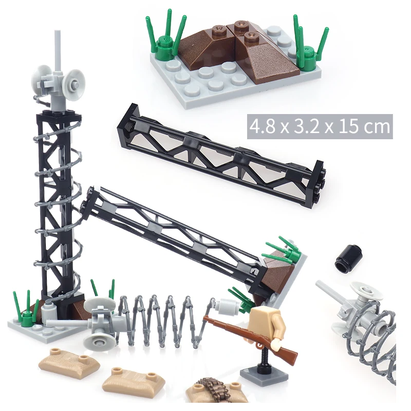 Military Base Signal Tower Building Block Assemble Moc Figures WW2 Soldier Defense Information Fighting Model Child Gift Boy Toy