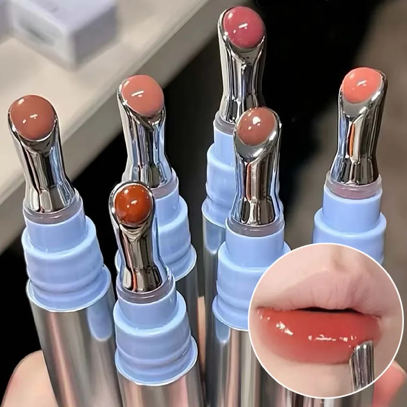 

Water Light Moisturizing Lip Gloss Metal Brush Head Mirror Serum Lip Glaze Tint Oil Plumping Glassy Non-sticky Lipstick Makeup