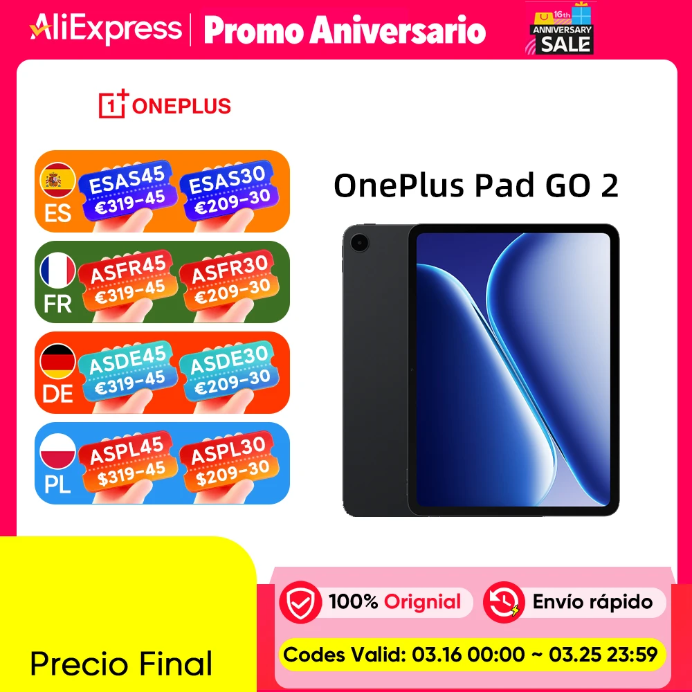 Versión global OnePlus Pad GO 2 8+128 GB WiFi, 8+256 5G, pantalla de 12,1 pulga…