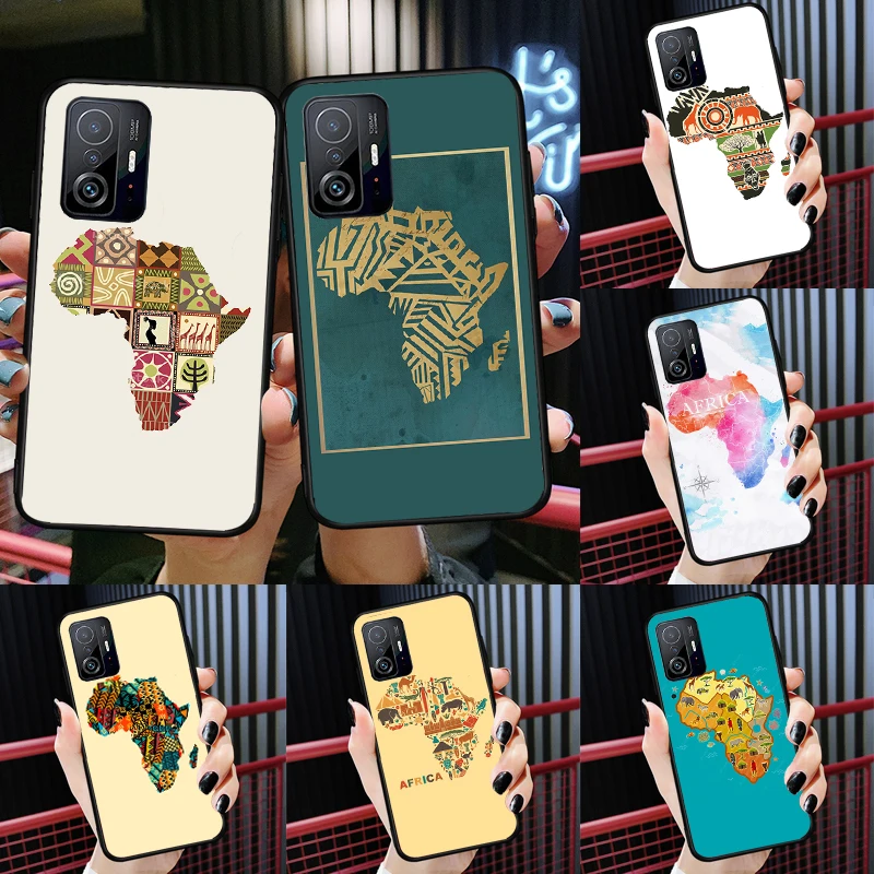 Coque de téléphone peinte avec carte de géographie de l'Afrique pour Xiaomi, POCO X5, Tage Bery, F5 Pro, figurine M5s, F3, F4, IGHTC40, 12T, 11T, 13 Pro, 12 Lite