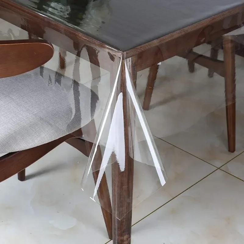 Clear Vinyl Tablecloth Protector Waterproof/Oil-Proof Rectangle Plastic Transparent Sheet Table Cover 54X102 Inch