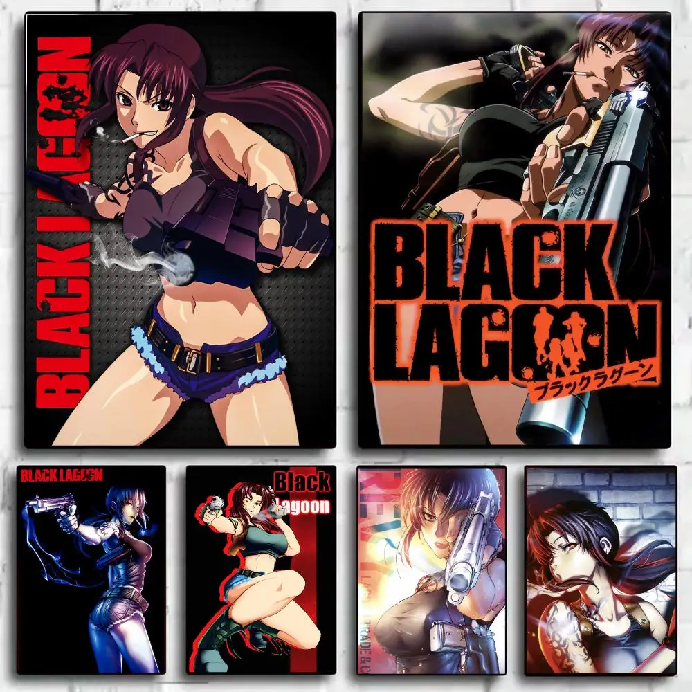 Classic Anime B-Black Lagoon Poster Aesthetic Wall Art Print Modern Bedroom Living Room Decor Trendy Gift
