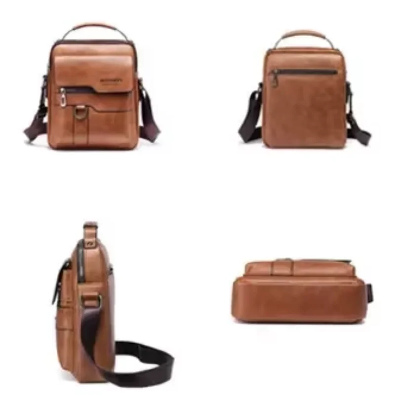 WEIXIER Men's Vintage PU Leather Crossbody Shoulder Bag, Large Capacity Casual Messenger Handbag for Men Daily Use