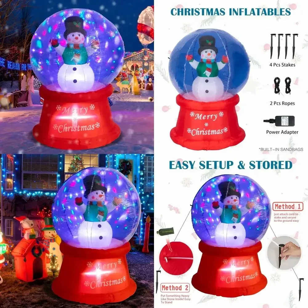 

5-Foot Snowman Inflatable with LED Lights for Christmas Outdoor Lawn Decoration
