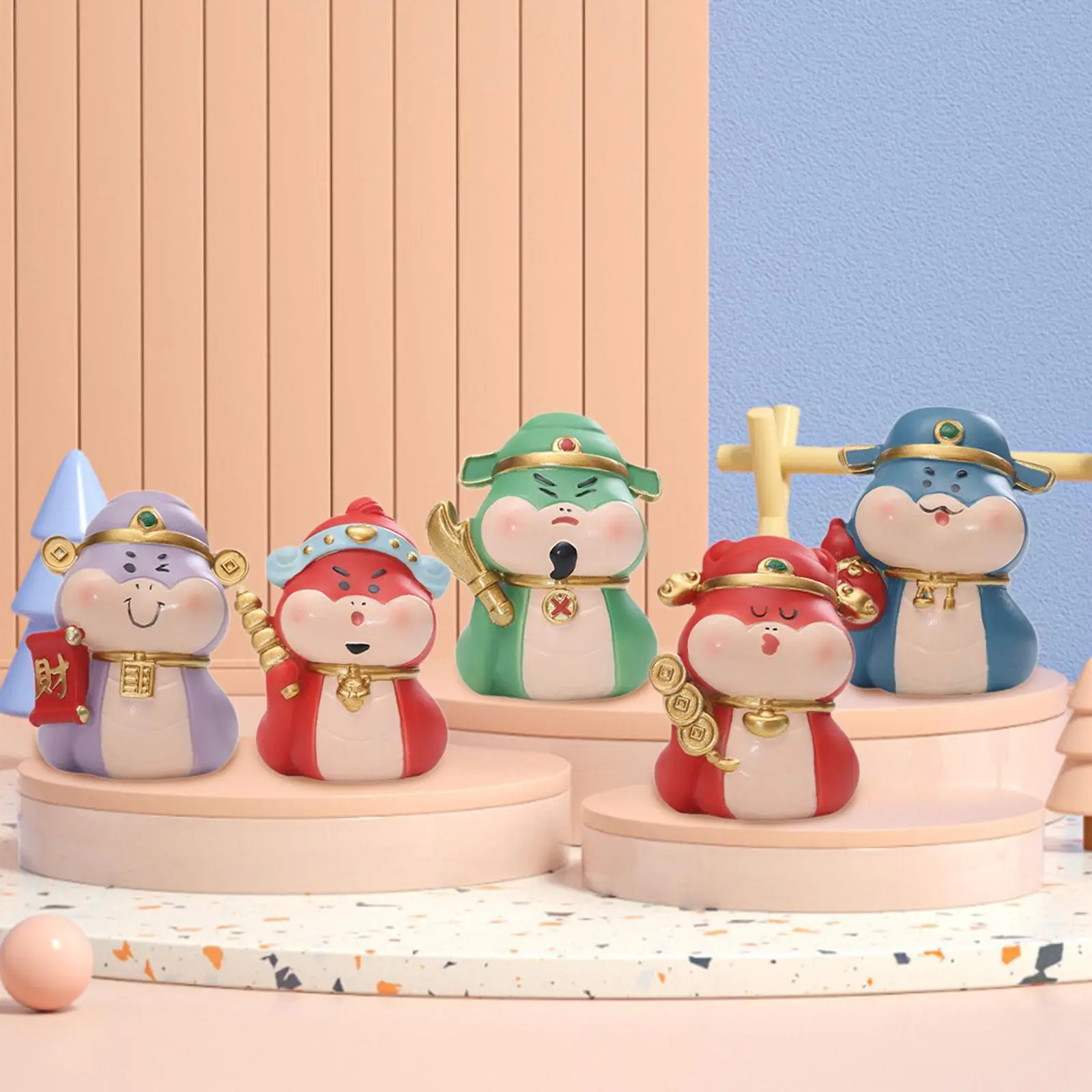

5x Chinese New Year Snake Figures Resin Ornaments for Home Present Party