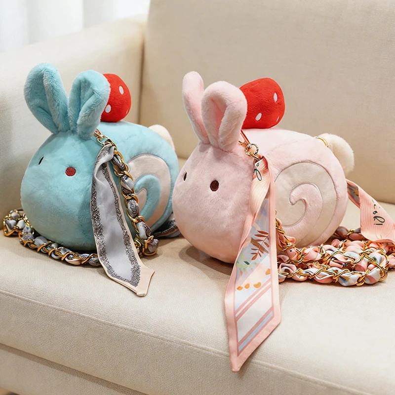 20cm Cute Strawberry Bunny Plush Toy Soft Backpack Detachable Straps Multi Wear Stuffed Animal Doll Kids Boy Girls Birthday Gift