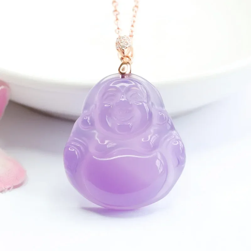 

Natural Purple Agate Hand Engraving Buddha Exorcise Evil Spirits Pendant Lucky Amulet Fashion Hand-Carved Man Woman Luck New