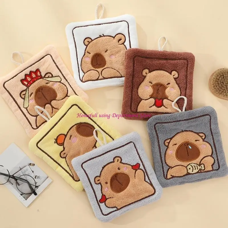 

Adorable Capybara Patterneds Hand Towel Absorbent Polyester Towel for Bathroom